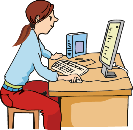 Ein junge Frau sitzt am Computer.