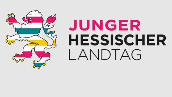 Logo Junger Hessischer Landtag mit grauem Hintergrund