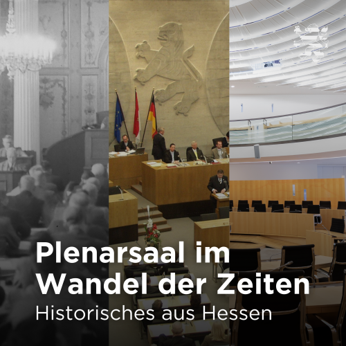 Das Bild zeigt die drei Plenarsäle, in denen die Abgeordneten seit 1946 zusammenkamen.