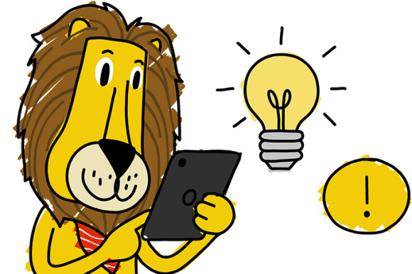 Leo, das Landtagsmaskottchen im Cartoon-Stil