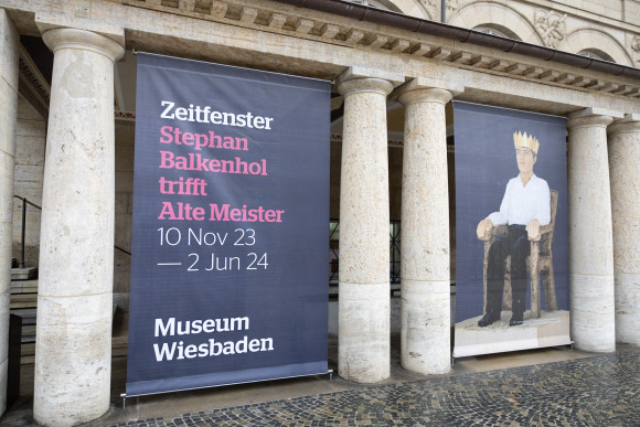 Ausstellungsplakat "Zeitfenster - Stephan Balkenhol trifft Alte Meister"