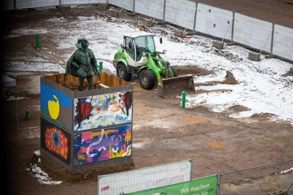Kunstprojekt Schlossplatz Blick aus Büro