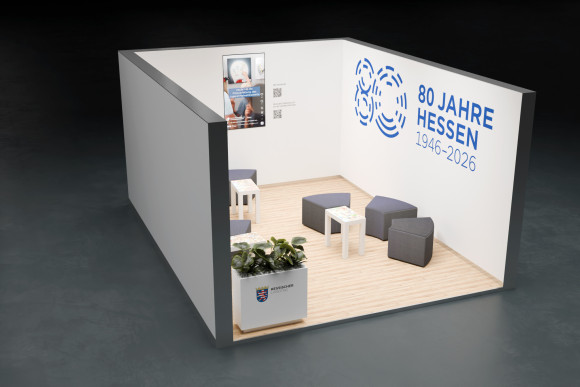 Jubiläumsdesign des Hessentagsstandes