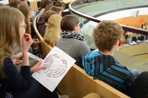 Schüler auf der Besuchergalerie