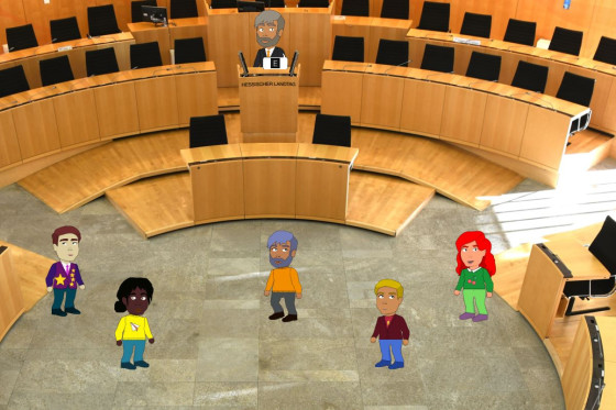 Spielansicht aus dem digitalen Spiel "Euer Weg ins Parlament"
