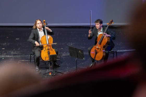 zwei Musiker mit Streichinstrumenten
