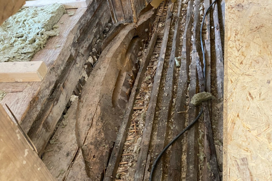 freigelegte Treppe auf der Schlossbaustelle